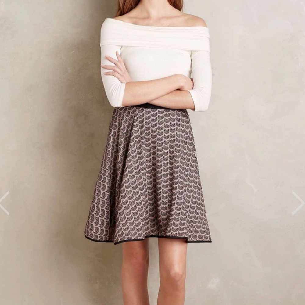 Anthropologie Eva Franco Fox Print Circle Skirt 0